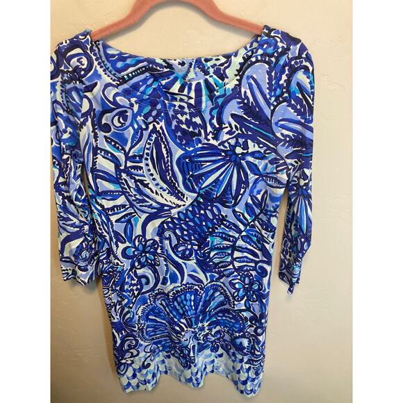 Lilly Pulitzer Hollee Blue Iris Midi Length Quarter Length Sleeve Blue Dress S - Picture 4 of 9